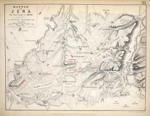 Mapa da Batalha de Jena, publicado por William Blackwood and Sons, Edimburgo e Londres, 1848 (gravura colorida à mão)